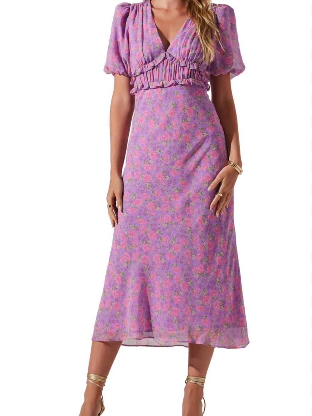 NWOT - ASTR Esperanza Floral Back Cutout Midi Dress